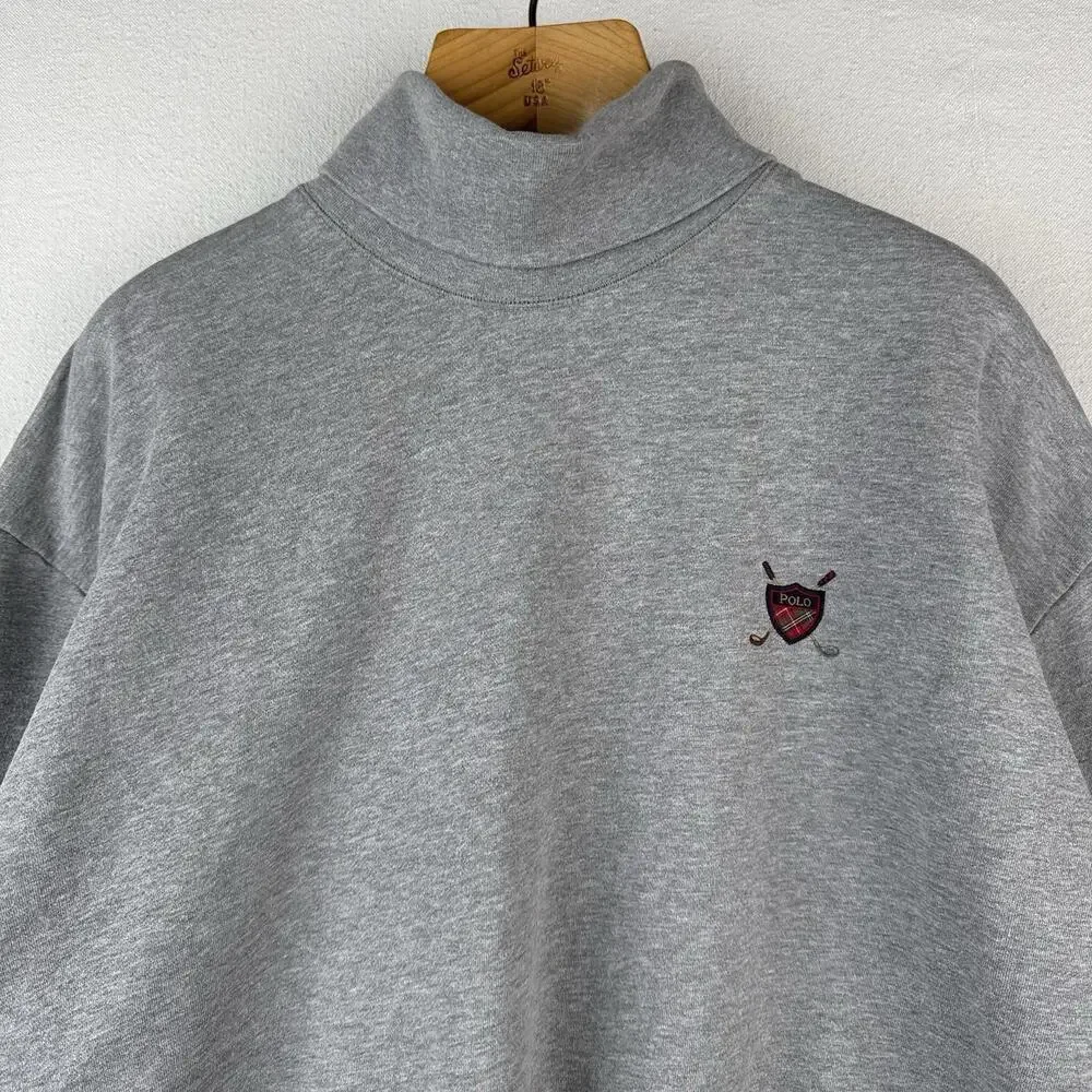 90’s Vintage Polo Golf Ralph Lauren Men’s XL Turtleneck Sweatshirt Clubs Crest - Picture 3 of 9